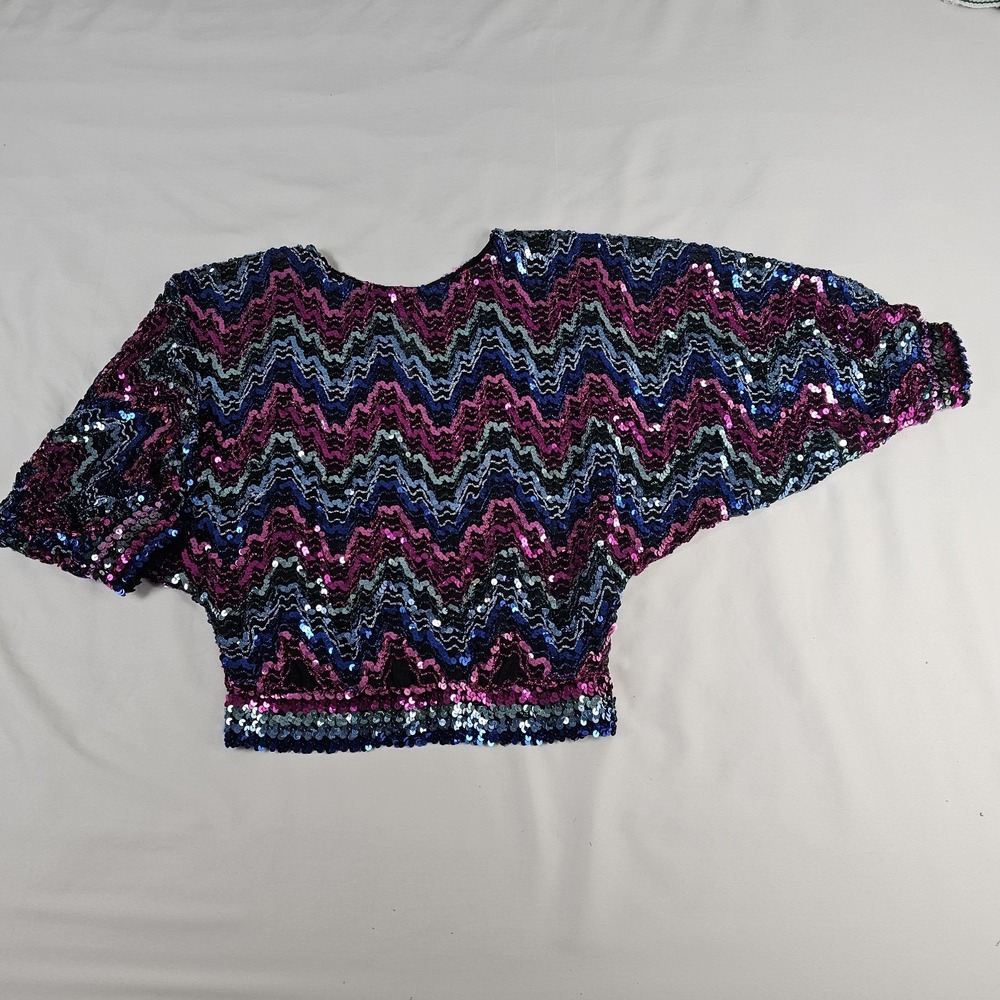 Robert Geller Purple and Blue Sequin Zigzag Tunic